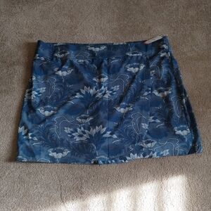 Women's Jockey Woven Teal Tropical Lotus Flower Skort, 3X - NWT